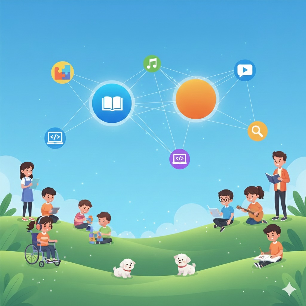 孩子以自己的方式學習的插畫